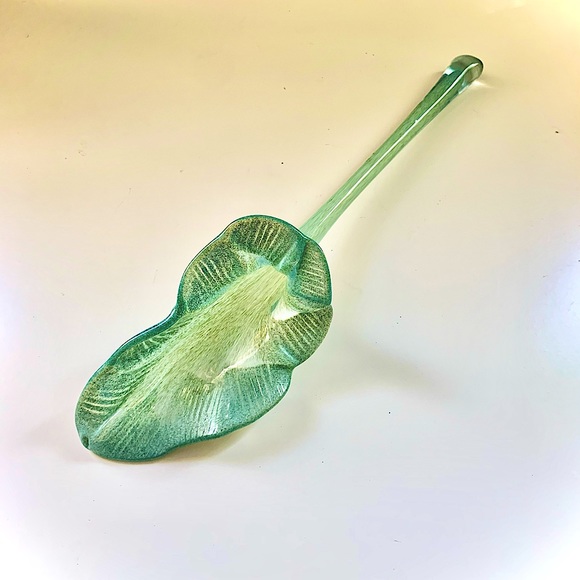 Vintage Epergne Hand Blown Green Lilly Stem Vase